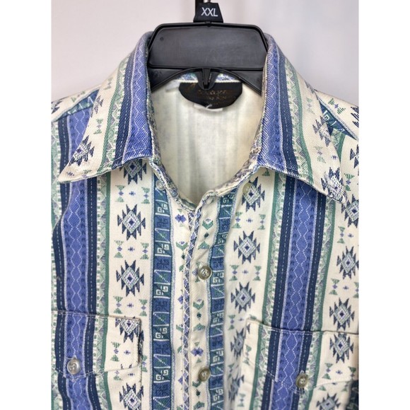 Caravan Mens Western Apparel Shirt Blue Size Large - Picture 16 of 16